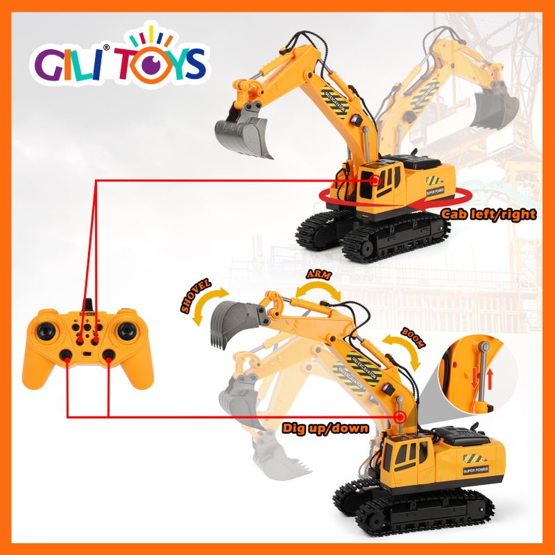 Gili RC Toys Construction Excavator Car: Kids Birthday Gift for Boys Girls 4 5 6 7 8 9+ Year Old Truck Dump Best Toddler Sand Play Vehicles Set Age 4-8 - Image 5